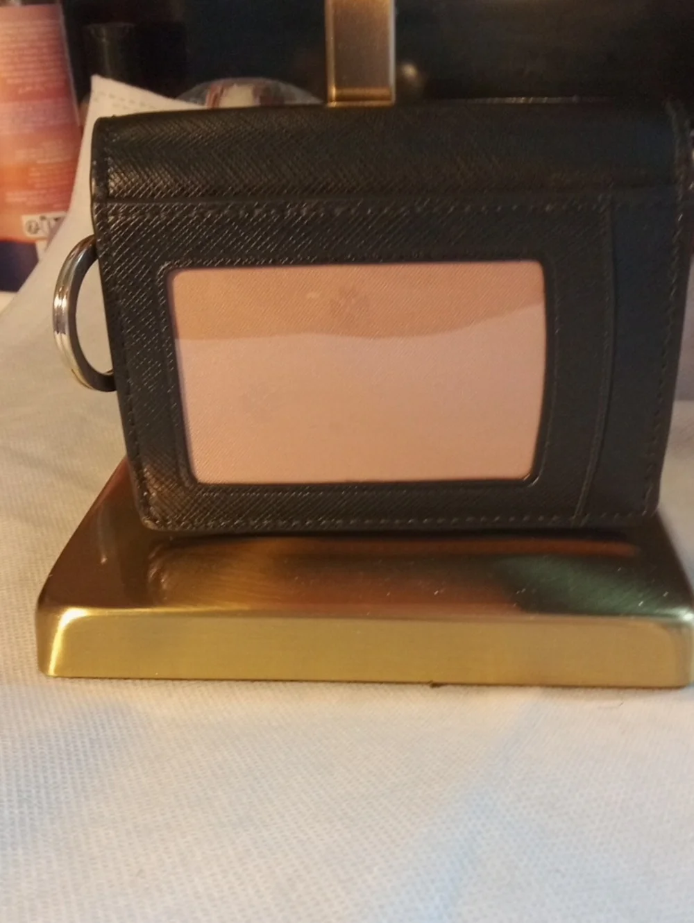 Kate Spade Black Leather Wallet Keychain